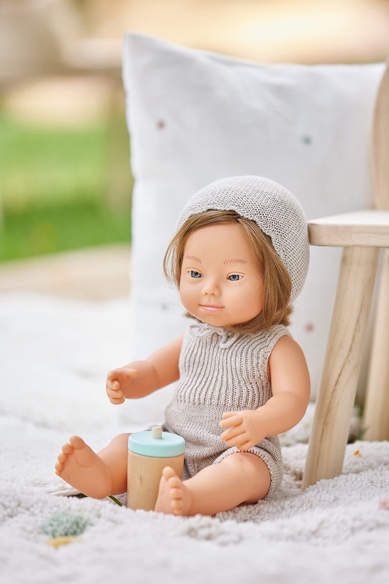 Miniland Clothes for Dolls 15'' Knitted Outfit Rompers & Bonnet - ECO, Made in Spain, Quality, Role Play, Educational - Image 2
